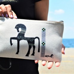 BAG 23X16 WHITE WITH HORSE PRINT