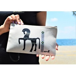BAG 23X16 WHITE WITH HORSE PRINT
